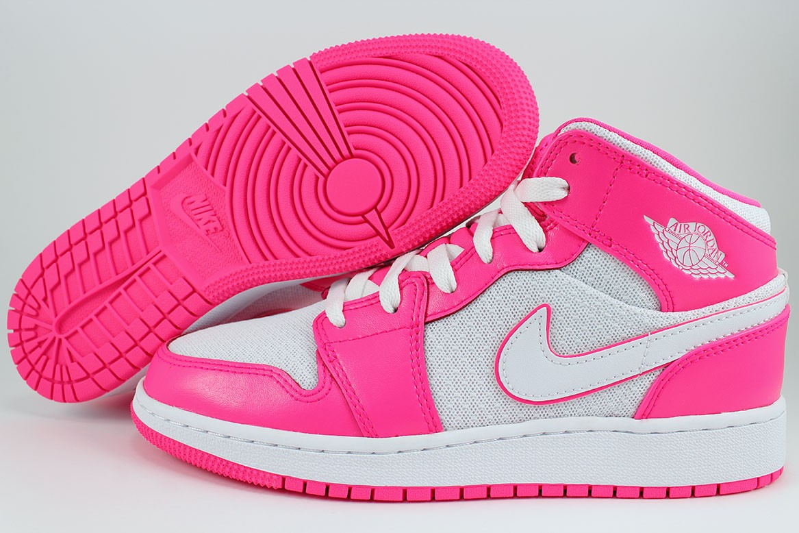 pink and white air jordan 1